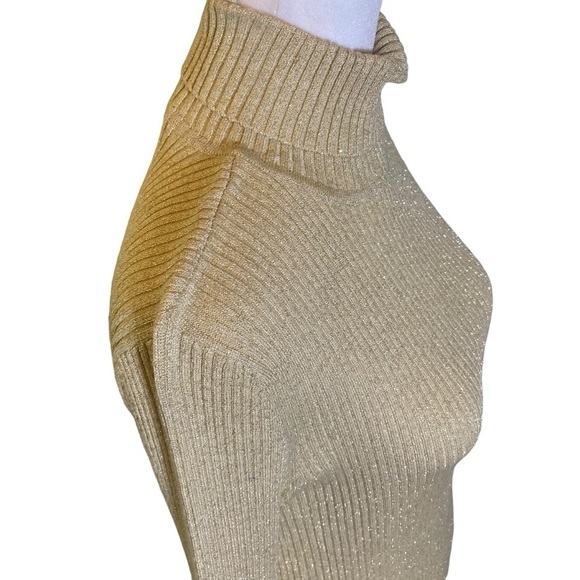 SLIDEWEAR western show top women's S/M ribbed gold tan metallic Bling embroidery - Picture 7 of 12